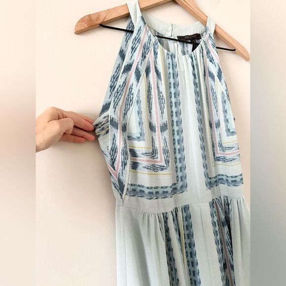 BCBGMaxazria Sleeveless Cambria Fit &Flare Dress in Light Blue Tapestry Print 8 - Picture 3 of 7